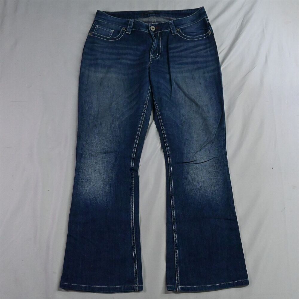 Bootheel 8 / 30x32 Fontana Bootcut Dark Bold‎ Stitch Stretch Denim Womens Jeans